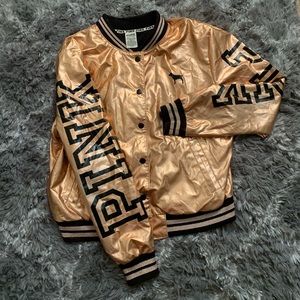 VS PINK || Rose Gold/Pink Bomber Jacket